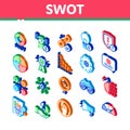 Swot Analysis Strategy Isometric Icons Set Vector