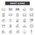 Swot line icons, signs, vector set, linear concept, outline illustration Royalty Free Stock Photo
