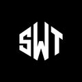 SWT letter logo design with polygon shape. SWT polygon and cube shape logo design. SWT hexagon vector logo template white and Royalty Free Stock Photo