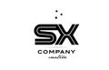 SX black and white combination alphabet bold letter logo with dots. Joined template design for business and company