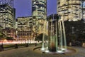 Sy CBD Fountain Skyscrapers sunset Royalty Free Stock Photo