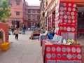 Syambhunath Temple, kathmandu, Nepal - 03.02.2023: Beautiful art pieces are in display for sale at the local shop of Syambhunath