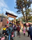 Syambhunath Temple, kathmandu, Nepal - 03.02.2023: People going to the famous Syambhunath monkey Temple of Kathmandu in the