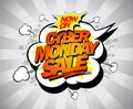 Syber monday sale vector banner mockup, comic style sale web banner template Royalty Free Stock Photo