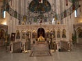 Sychar, Israel, July 11, 2015.: The interior of the church in Sychar with the image of Jesus with the Samaritan woman