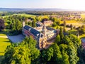 Sychrov Castle at sunset time from above