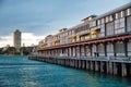 SYDNEY - AUGUST 18, 2018: Pier 8 in Millers Point on a beautiful day. Sydney attracts 20 million tourists annually Royalty Free Stock Photo