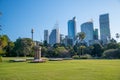 SYDNEY - AUGUST 2018: Royal Gardens and city skyline on a sunny day Royalty Free Stock Photo