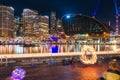 Street performance at Darling Harbour at night time Royalty Free Stock Photo