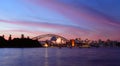 SYDNEY, AUSTRALIA - APRIL 8, 2014; Sunset over Sydney Harbour wi Royalty Free Stock Photo