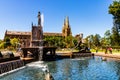 Sydney, Australia - 2019. Archibald Memorial Fountain in Hyde Park, Theseus conquering the Minotaur & Cathedral