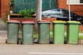 Australian garbage wheelie bins with colourful lids for general and recycling household waste