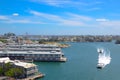 Beautiful view of Walsh bay with ferry boats in the ocean, the image was taken in high angle shot.