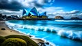 Sydney, Australia. Bondi Beach, overlooking the Sydney Opera House