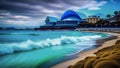 Sydney, Australia. Bondi Beach, overlooking the Sydney Opera House