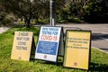 COVID-19 drive through testing clinic sign. 2 hours wait for testing sign Royalty Free Stock Photo