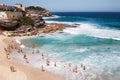 SYDNEY, AUSTRALIA - Dec 23, 2012: People enjoying Tamarama beach in a sunny day of summer