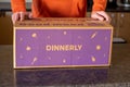 Dinnery cardbord box with meal kits on a kitchen counter. Australian subscription delivery meal kit