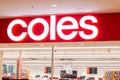 Exterior view of Coles supermarket. Coles is an Australian supermarket, retail and consumer services