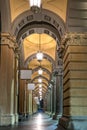 Columns of The General Post Office building at Martin Place at night in Sydney, Australia.