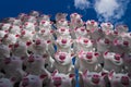 Smiling cartoon pigs in a display for the chinese new year celebration in Sydney, Australia