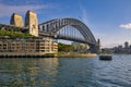Panoramic view of Harbour Bridge from Hickson Road Reserve Royalty Free Stock Photo