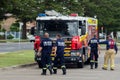 Fire and Rescue New South Wales crew returning to their fire truck