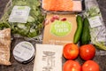 Hello Fresh meal kit on a kitchen countertop