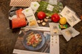 Hello Fresh meal kit on a kitchen countertop