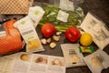 Hello Fresh meal kit and recipe card on a kitchen countertop