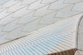 Sydney, Australia - January 12, 2009: Fragment of roof of Sydney Opera House made of the azulejo, glazed, ceramic roof tile, Royalty Free Stock Photo