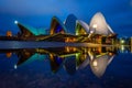 Mirror image of sydney opera house after a heavy rain in australia