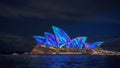 SYDNEY, AUSTRALIA - JUNE, 5, 2017: blue tentacles projected onto the sydney opera house for vivid 2017 Royalty Free Stock Photo