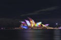 Sydney Opera House at night during Vivid festival Royalty Free Stock Photo