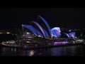Sydney, Australia - June 2014: Opera House, part of UNESCO World Heritage Site is illuminated during Vivid Festival, an annual