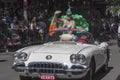 SYDNEY, AUSTRALIA - Mar 17TH: Woman in vintage Chevrolet Corvette in the St Patrick`s Day parade on March 17th 2013. Australia