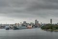 Navy vessels docked at Garden Island, Sydney.