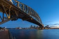 SYDNEY, AUSTRALIA - March 12, 2017: Sunset at Sydney Harbour Bridge and Opera House illuminated with colourful light, Over 10 mil Royalty Free Stock Photo