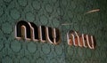 ÃÂ¡lose-up shot of Miu Miu store logo sign. Miu Miu is an Italian high fashion women`s clothing and accessory brand