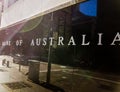 SYDNEY, AUSTRALIA - MAY 27, 2021: Reserve Bank of Australia name on black granite wall in Sydney Australia with lens flare Royalty Free Stock Photo