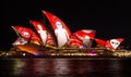 The Sydney Opera House sails lights up during Vivid 2016 Royalty Free Stock Photo