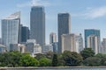 SYDNEY, AUSTRALIA - NOVEMBER 05, 2014: Sydney Business Skyscraper and park. Blue Sky. Australia
