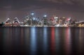 SYDNEY, AUSTRALIA - NOVEMBER 26, 2014: Sydney Harbour Bridge and Opera House. Long Exposure. Flowing Sk Royalty Free Stock Photo