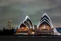 SYDNEY, AUSTRALIA - NOVEMBER 18, 2014: Sydney Opera House. Long Exposure. Flowing Sky. Australia Royalty Free Stock Photo