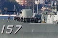 HMAS Perth FFH 157 Anzac-class frigate of the Royal Australian Navy in Sydney Harbor Royalty Free Stock Photo