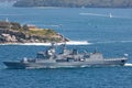 HMNZS Te Mana F111 Anzac class frigates and one of the Royal New Zealand Navy departing Sydney Harbor