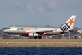 Jetstar Airways Airbus A320 twin engine passenger aircraft landing at Sydney Airport Royalty Free Stock Photo