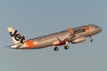Jetstar Airways Airbus A320 twin engine passenger aircraft takes off from Sydney Airport