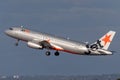 Jetstar Airways Airbus A320 twin engine passenger aircraft taking off from Sydney Airport