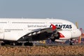 Qantas Airbus A380 large four engined passenger aircraft at Sydney Airport